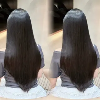 ロング カラー 髪質改善|透明 感カラー🩵レイヤーのヘアスタイル