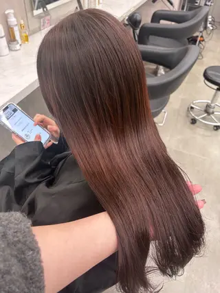 ロング カラー パーマ ヘアアレンジ メンズ キッズ ブリーチなしカラー/ ブラウン/レイヤーのヘアスタイル