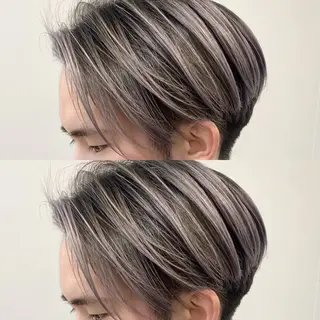 ショート カラー メンズ ハイライト、レイヤー カット/西梅田/中西のヘアスタイル