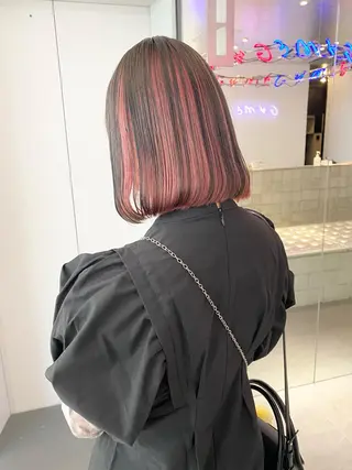 セミロング パーマ ヘアアレンジ 🎨ハイトーン/ 切りっぱなし みつきのヘアスタイル