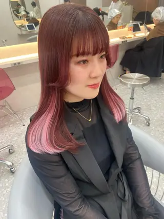 セミロング カラー 新宿/韓国ヘア 中明度カラー/かやのヘアスタイル