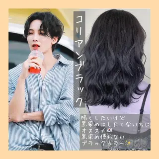 ミディアム カラー ヘアアレンジ 韓国レイヤーカット/ 儚げカラーチナツのヘアスタイル