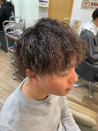 ミディアム パーマ メンズ メンズパーマ 北原寿樹のヘアスタイル
