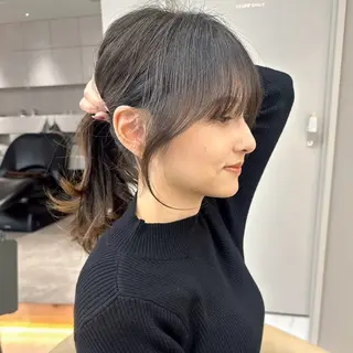セミロング カラー ヘアアレンジ ボブ｜韓国｜美髪矯正 ｜amika🌙のヘアスタイル