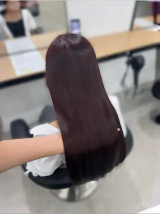 ロング カラー 💗愛され暖色💗 ピンク/レッド💗のヘアスタイル