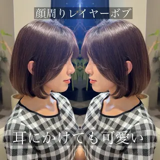 ショート 韓国風/小顔レイヤー /艶カラーのヘアスタイル