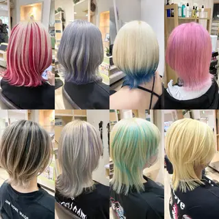 ミディアム カラー 🌈派手髪ハイトーン 🌈鈴木亮太🌈のヘアスタイル