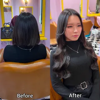 ロング シール＋ちび編み込み エクステ梅田🐨のヘアスタイル