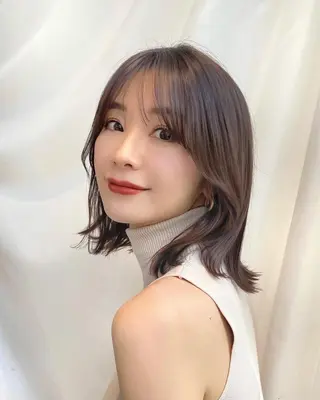 ミディアム カラー パーマ ヘアアレンジ 小野寺瑞希 /最小顔カットのヘアスタイル