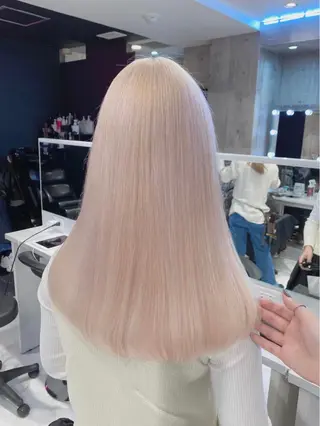 ロング カラー パーマ ヘアアレンジ メンズ キッズ ネイル マツエク・マツパ アイブロウ ハイトーン/ピンク 💗モモ໒꒱のヘアスタイル