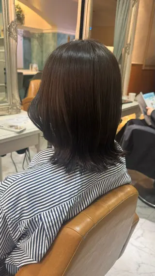 ミディアム カラー ボブ/透明感カラー /しなる🌷のヘアスタイル