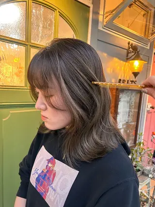 セミロング カラー 清水千優/パーマ/透 明感カラー/メンズのヘアスタイル