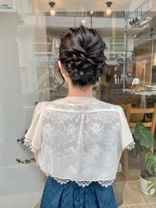 セミロング ヘアアレンジ ヘアアレンジ にいた　かづしげのヘアスタイル