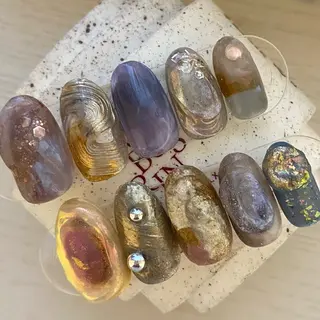 ネイル amuse 手書きニュアンスのネイルデザイン