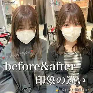 ミディアム カラー ダブルカラー 新宿のヘアスタイル