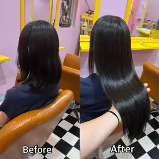 ロング シール＋ちび編み込み エクステ梅田🐨のヘアスタイル