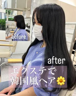 ロング カラー エクステ ハイトーン 💭黒崎ハルカのヘアスタイル