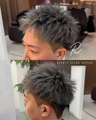 カラー メンズ R/🤎 パーマ＆ブリーチ🔥のヘアスタイル