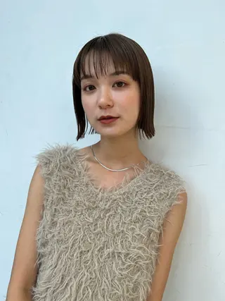 ショート カラー ボブ/巻ける縮毛矯正 /韓国レイヤーはなのヘアスタイル