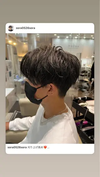 ショート パーマ メンズ 大阪梅田 目片 素楽のヘアスタイル