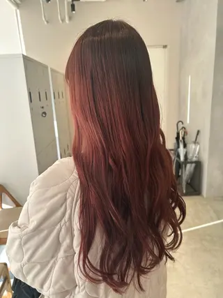 ロング カラー ピンク/ベージュ /似合わせ/田島百華のヘアスタイル