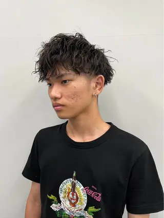 ショート パーマ メンズ ニュアンスパーマ/ ウルフ/ときなのヘアスタイル