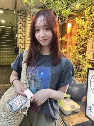 セミロング nelke/レイヤー 立川/ブリーチのヘアスタイル