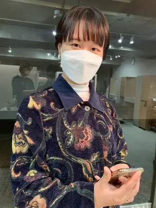 ショート カラー ボブパーマコテ巻き風 パーマNo1深江秀平のヘアスタイル