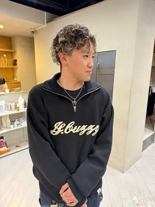 ショート パーマ メンズ ICI大須/栄/ 上前津/大野稚央のヘアスタイル