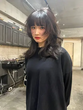 ミディアム ハイトーン/顔まわり レイヤー/YUKAのヘアスタイル