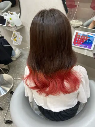 セミロング カラー 新宿/韓国ヘア 中明度カラー/かやのヘアスタイル