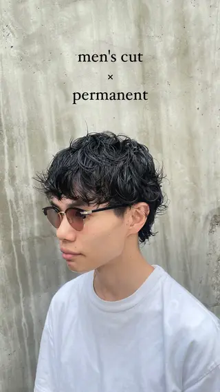 ミディアム パーマ メンズ ニュアンスパーマ/ メンズカット田島勇樹のヘアスタイル