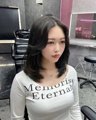 カラー LANDS所属・nanaka 🤍韓国ワンホンヘアのヘアスタイル