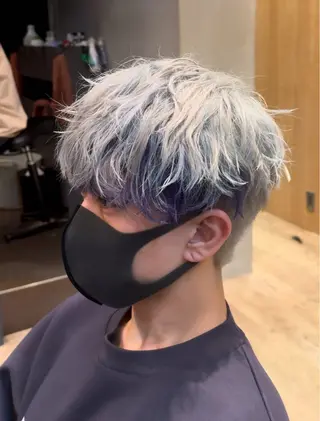 ショート カラー メンズ men's salon Gaudi三宮店所属・メンズ特化🔥韓国風 ハイトーン/愛須のヘアスタイル