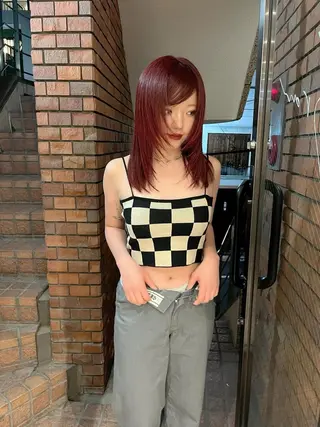 ミディアム Sraw代官山所属・HARUKA/暖色 /ハイトーンカラーのヘアスタイル