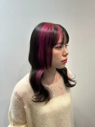 セミロング カラー Hinata🌼 カラー、縮毛矯正🎀のヘアスタイル