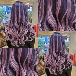 ロング ツヤ髪✨縮毛矯正 ハイトーンカラーのヘアスタイル