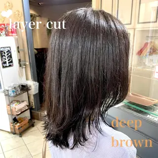 ミディアム カラー 切りっぱなしボブ ソノキユウカのヘアスタイル