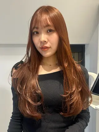 ロング カラー パーマ メンズ レイヤー/透明感/ ブリーチなし/わかなのヘアスタイル