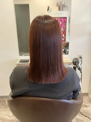 ミディアム カラー パーマ ブリーチ&ストレート 長谷川勇人のヘアスタイル