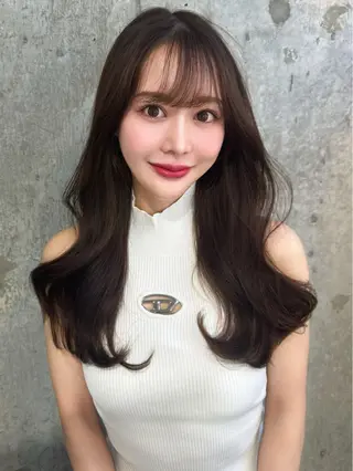 セミロング カラー 新宿/韓国風レイヤー 髪質改善/渋谷直樹のヘアスタイル