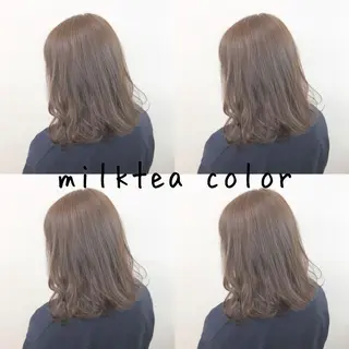 ミディアム カラー レイヤーカット 透明感カラーのヘアスタイル