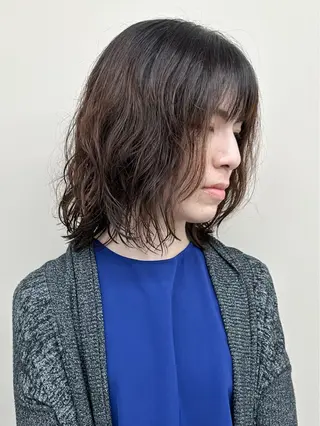 ミディアム パーマ 小顔ボブ/お悩み解決 /ボブパーマ/とういのヘアスタイル