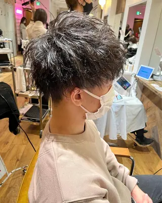 ミディアム パーマ メンズ AVANCE.難波 店長 松元のヘアスタイル