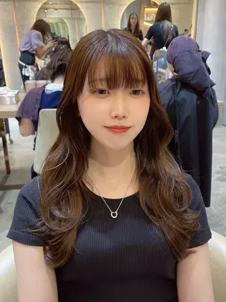 セミロング カラー 透明感カラー／韓国 レイヤーmomokaのヘアスタイル