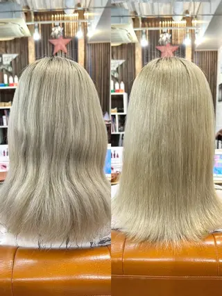 ミディアム ブリーチ毛対応酸性 ストレート🌈サキのヘアスタイル