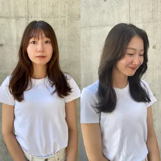 セミロング カラー ハットリ /北習志野のヘアスタイル