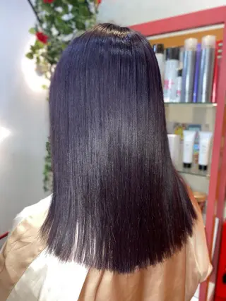 セミロング ゆぴ☾‪/推しカラー /ハイトーンのヘアスタイル