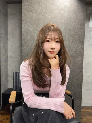 セミロング カラー パーマ ヘアアレンジ レイヤー/顔周り 韓国ヘア森田和貴のヘアスタイル