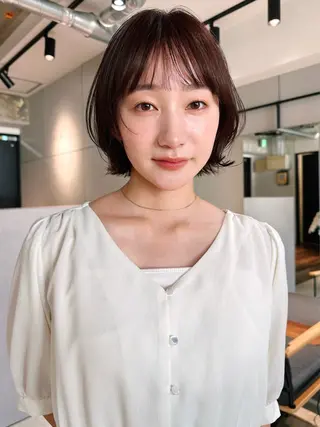 ショート カラー パーマ 🫧小顔×似合わせ× 透明感カラー🫧のヘアスタイル